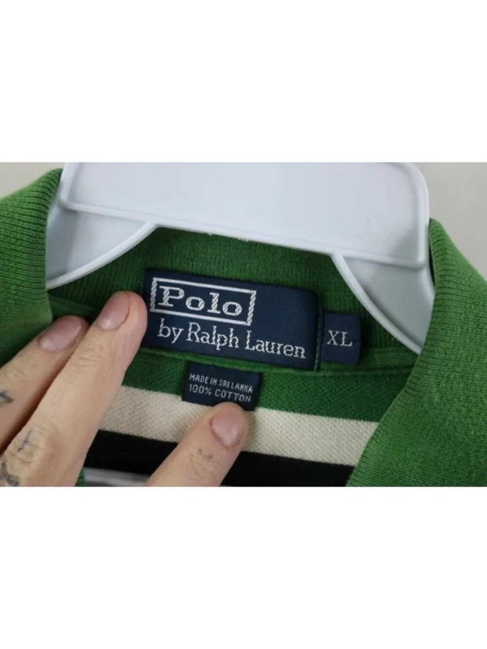 Vintage 90s Ralph Lauren Mens XL Faded Striped Collared Golf Polo Shirt Green